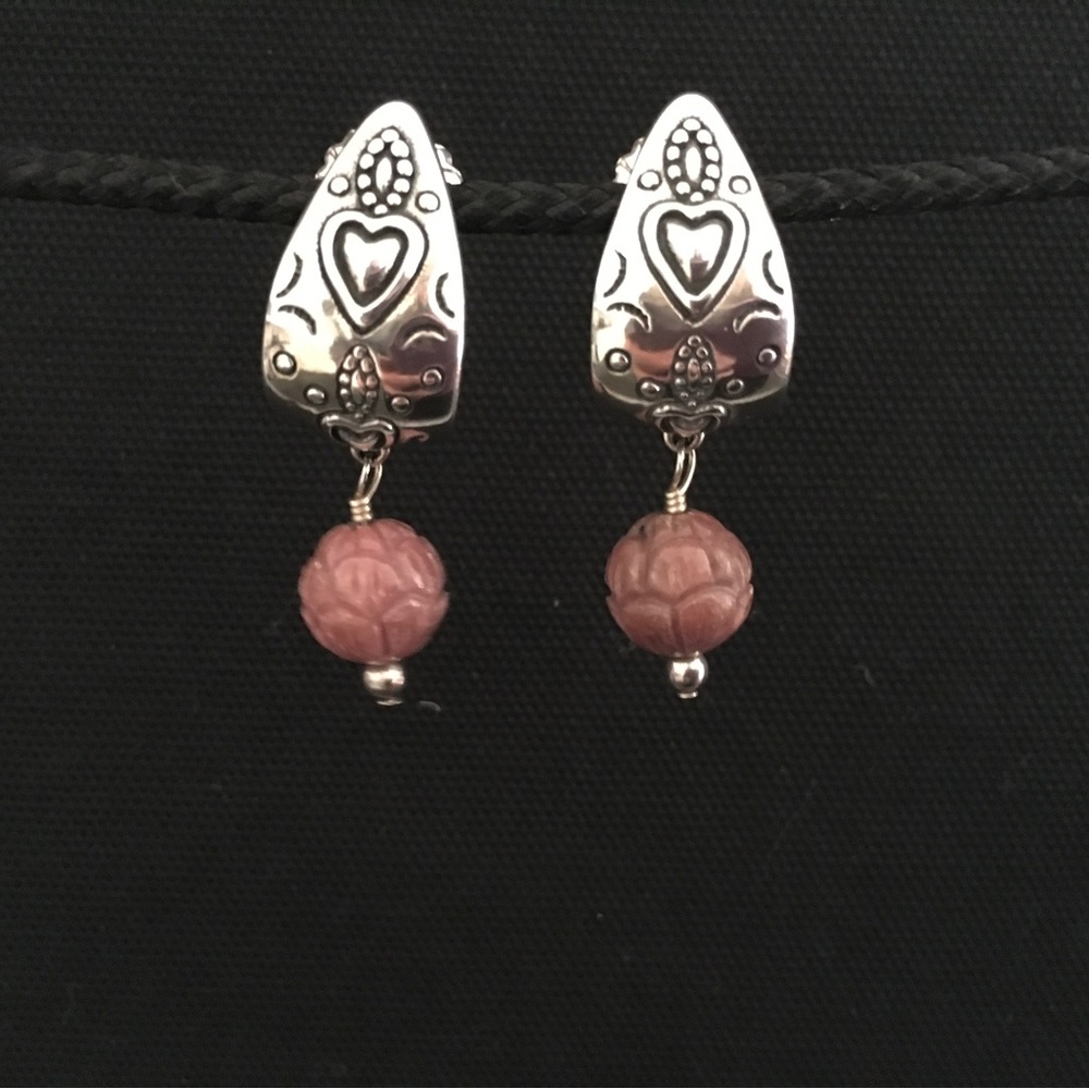 Carolyn Pollack Pink Rhodonite and .925 Sterling Silver Earrings